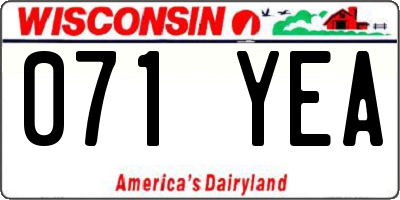 WI license plate 071YEA