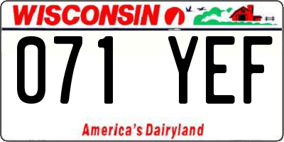 WI license plate 071YEF