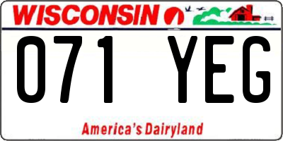 WI license plate 071YEG