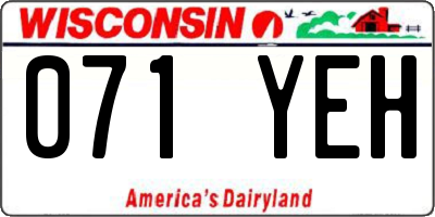 WI license plate 071YEH