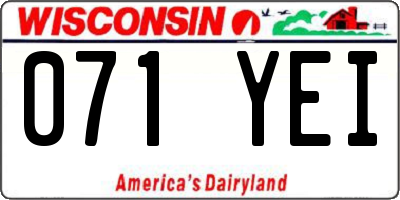 WI license plate 071YEI