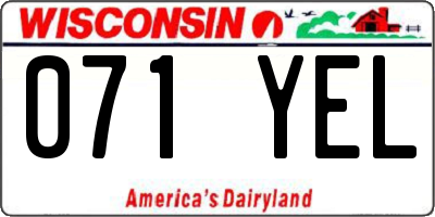 WI license plate 071YEL