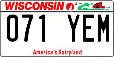 WI license plate 071YEM