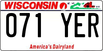 WI license plate 071YER