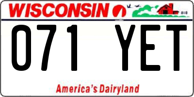 WI license plate 071YET