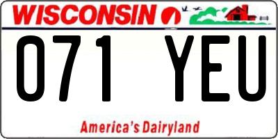 WI license plate 071YEU