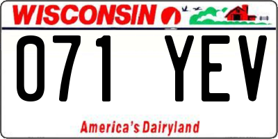 WI license plate 071YEV