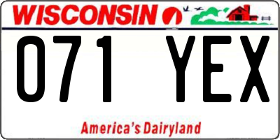 WI license plate 071YEX