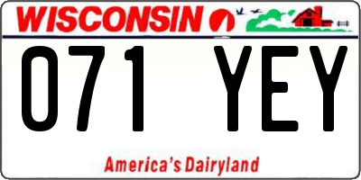 WI license plate 071YEY