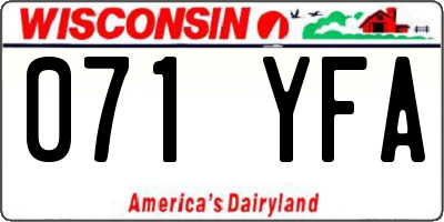 WI license plate 071YFA