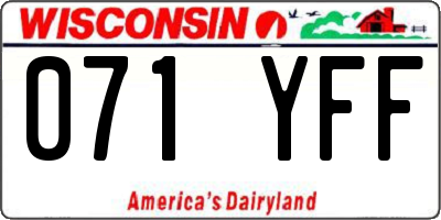 WI license plate 071YFF