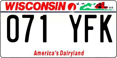 WI license plate 071YFK