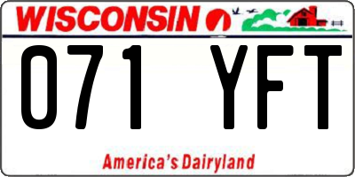 WI license plate 071YFT