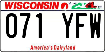 WI license plate 071YFW