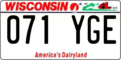 WI license plate 071YGE