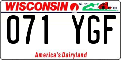 WI license plate 071YGF