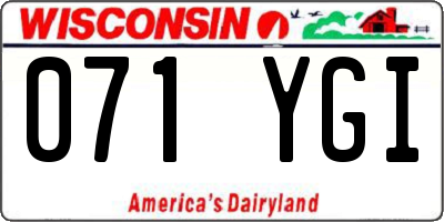 WI license plate 071YGI