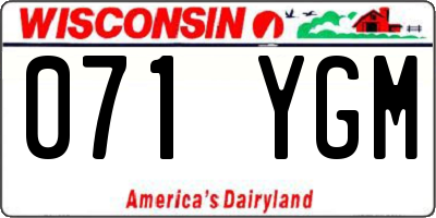 WI license plate 071YGM