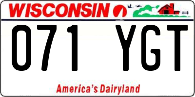 WI license plate 071YGT