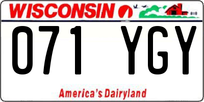 WI license plate 071YGY