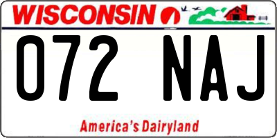 WI license plate 072NAJ