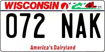 WI license plate 072NAK