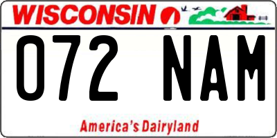 WI license plate 072NAM