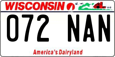 WI license plate 072NAN