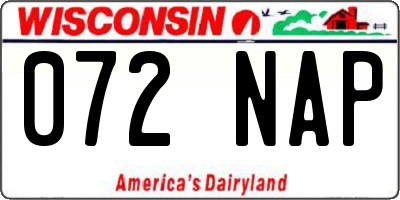 WI license plate 072NAP
