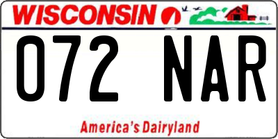 WI license plate 072NAR