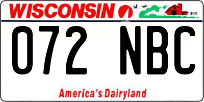 WI license plate 072NBC