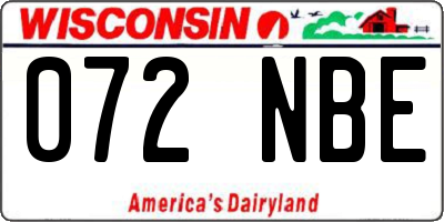 WI license plate 072NBE