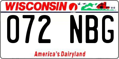 WI license plate 072NBG