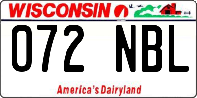 WI license plate 072NBL