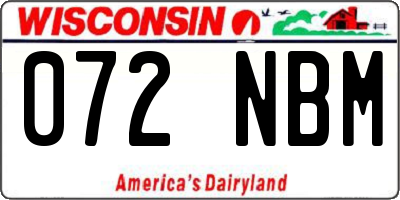 WI license plate 072NBM