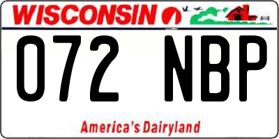 WI license plate 072NBP