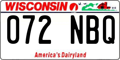 WI license plate 072NBQ