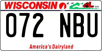 WI license plate 072NBU