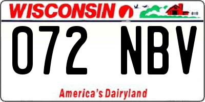 WI license plate 072NBV