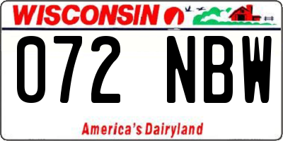 WI license plate 072NBW