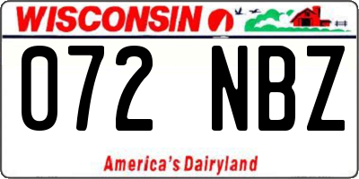 WI license plate 072NBZ