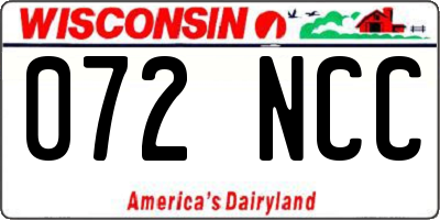 WI license plate 072NCC