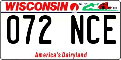 WI license plate 072NCE