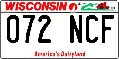 WI license plate 072NCF