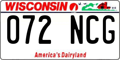 WI license plate 072NCG