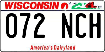 WI license plate 072NCH