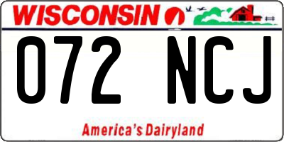 WI license plate 072NCJ
