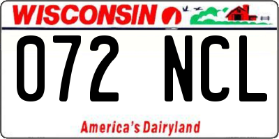WI license plate 072NCL