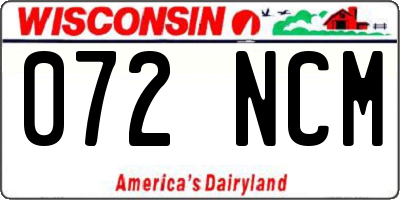 WI license plate 072NCM