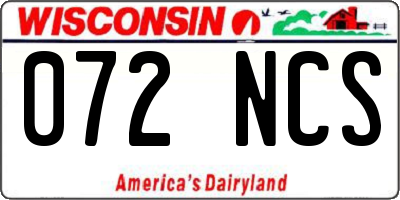 WI license plate 072NCS